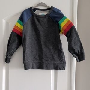 Mini Boden Gray Sweatshirt with Rainbow Sleeves